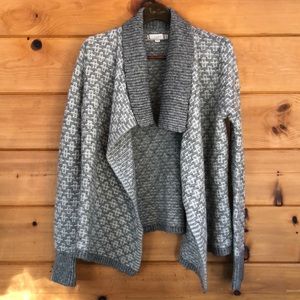 Ann Taylor Loft Wool Mohair Blend Cardigan Collar Gray Chunky Knit M